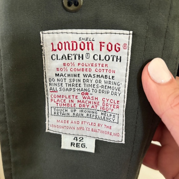 London Fog Claeth Cloth Faux Fur Lined Trench Maincoat Men's 42R - Picture 14 of 16